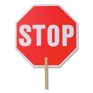 Tatco Handheld Stop Sign, 18" Red/White Face, White Graphics (TCO17520) View Product Image