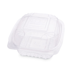 Eco-Products Clear Clamshell Hinged Food Containers, 6 x 6 x 3, Plastic, 80/Pack, 3 Packs/Carton (ECOEPLC6) View Product Image