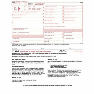TOPS Continuous W-3 Transmittal of Wage Form - 2 Part - Carbon Copy - 9.50" x 11" Sheet Size - White Sheet(s) Product Image 