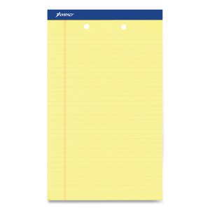 Ampad Perforated Writing Pads, Wide/Legal Rule, 50 Canary-Yellow 8.5 x 14 Sheets, Dozen TOP20233 (TOP20233) View Product Image