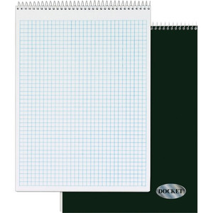 TOPS Docket Top Wire Quadrille Pad - 70 Sheets - Wire Bound - 8 1/2" x 11 3/4" Sheet Size - White Paper - Chipboard Cover Product Image 