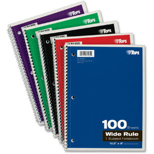 TOPS Wide Rule 1-subject Spiral Notebook - 100 Sheets - (TOP65031) Product Image 