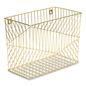 U Brands Vena Hanging File Basket, Letter Size, 6.85" Long, Gold (UBR3231U0206) View Product Image