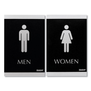 Headline Sign Century Series Office Sign, Men; Women, 6 x 9, Black/Silver View Product Image