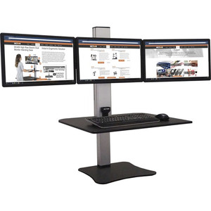 Victor High Rise Electric Triple Monitor Standing Desk - 23" to 34" Screen Support - 37.50 lb Load Capacity - 20" Height x 28" Width x 23" Depth - Desktop, Tabletop - High Pressure Laminate (HPL) Product Image 