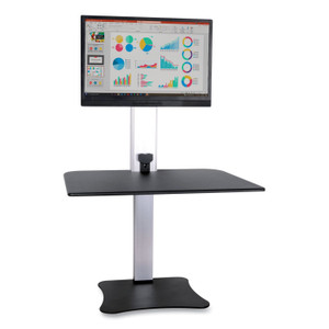 Victor High Rise Electric Standing Desk Workstation, Single Monitor, 28" x 23" x 20.25", Black/Aluminum, Ships in 1-3 Business Days (VCTDC400) View Product Image