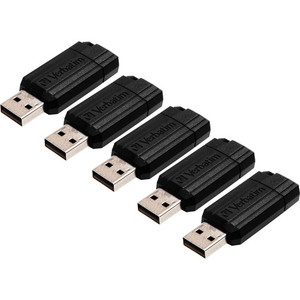 Verbatim USB 2.0 Drive, Push-Pull Slide, 16GB, 5/Bundle, Black (VER49063BD) View Product Image