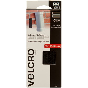 Velcro Industries Extreme Fastener Strips, Heavy Duty, 1"x4", 10/PK, Black (VEK91841) View Product Image
