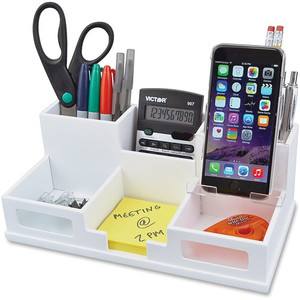 Victor Technology Desk Organizer w/Phone Hldr, 5-1/2"x10-2/5"x3-1/2", WE (VCTW9525) View Product Image
