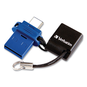 Verbatim Store n' Go Dual USB 3.0 Flash Drive for USB-C Devices, 64 GB, Blue (VER99155) View Product Image