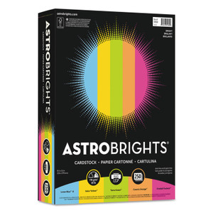 Astrobrights Color Cardstock -"Bright" Assortment, 65 lb Cover Weight, 8.5 x 11, Assorted, 250/Pack (WAU99904) View Product Image