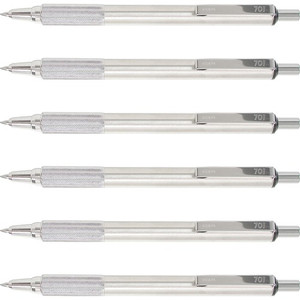 Zebra Pen STEEL 7 Series F-701 Retractable Ballpoint Pen - 0.7 mm Pen Point - Refillable - Retractable - Black Ink - Stainless Steel Barrel Product Image 
