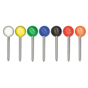 Advantus Map Tacks, Plastic, Assorted, 0.38", 100/Box View Product Image