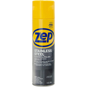 Zep Stainless Steel Polish - For Stainless Steel, Aluminum, Countertop, Appliance, Kitchen - 14 fl oz (0.4 quart) - Recommended For: Fingerprint Remover, Grease Remover - Rust Resistant, Corrosion Resistant - Chrome, Black Product Image 