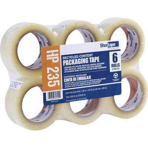 Duck Brand Packaging Tape,HP 235,f/Recycled Boxes,48mmx100m,6/PK,CL (DUC242763) View Product Image