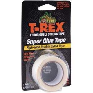 T-REX Double Sided Super Glue Tape - 15 ft Length x 0.75" Width - White - Acrylic Product Image 