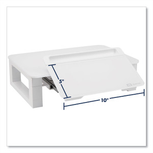 Quartet Adjustable Height Desktop Glass Monitor Riser with Dry-Erase Board, 14 x 10.25 x 2.5 to 5.25, White, Supports 100 lb View Product Image