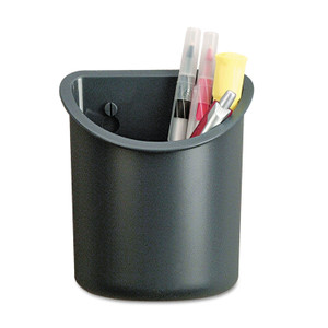 Universal Recycled Plastic Cubicle Pencil Cup, 4.25 x 2.5 x 5, Wall Mount, Charcoal (UNV08193) View Product Image
