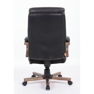 Lorell Wood Base Leather High-back Executive Chair (LLR69590) View Product Image