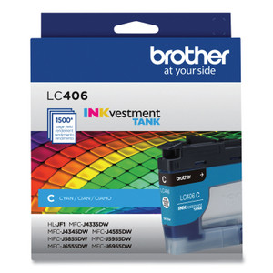 Brother LC406CS INKvestment Ink, 1,500 Page-Yield, Cyan (BRTLC406CS) View Product Image