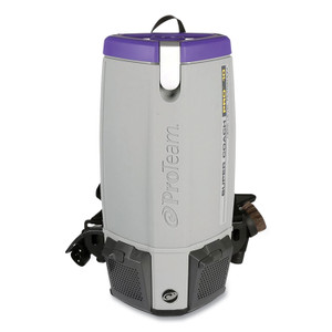 ProTeam Super Coach Pro 10 Backpack Vacuum with Xover Fixed-Length Two-Piece Wand, 10 qt Tank Capacity, Gray/Purple (PTM107304) View Product Image