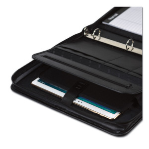 Samsill Professional Zippered Pad Holder/Ring Binder, Pockets, Writing Pad, Vinyl Black (SAM15650) View Product Image