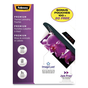 Fellowes ImageLast Laminating Pouches with UV Protection, 3 mil, 9" x 11.5", Clear, 120/Pack View Product Image