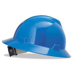 MSA V-Gard Full-Brim Hard Hats, Ratchet Suspension, Size 6.5 to 8, Blue (MSA475368) View Product Image