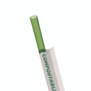 Eco-Products Wrapped Straw, 7.75", Green, Plastic, 9,600/Carton View Product Image