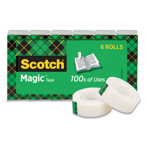 Scotch Magic Tape Refill, 1" Core, 0.75" x 22.2 yds, Clear, 6/Pack View Product Image