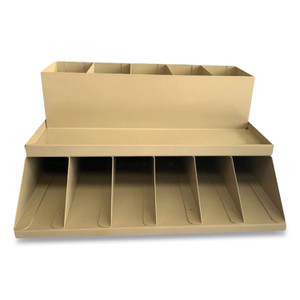 CONTROLTEK Coin Wrapper and Bill Strap 2-Tier Rack, 11 Compartments, 9.38 x 8.13 4.63, Plastic, Pebble Beige (CNK500013) Product Image 