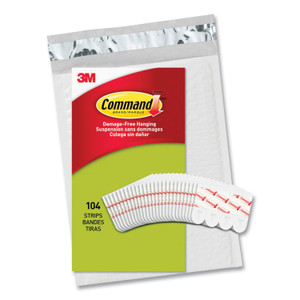 Command Poster Strips, Removable, Holds Up to 1 lb per Pair, Small, 0.63 x 1.75, White, 104/Pack View Product Image