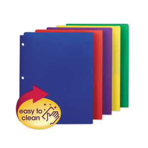Smead Poly Snap-In Two-Pocket Folder, 50-Sheet Capacity, 11 x 8.5, Assorted, 10/Pack (SMD87939) View Product Image
