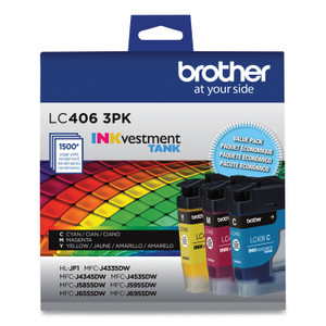 Brother LC4063PK INKvestment Ink, 1,500 Page-Yield, Cyan/Magenta/Yellow, 3 Pack View Product Image