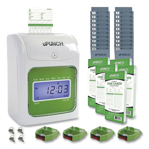 uPunch UB1000 Electronic Non-Calculating Time Clock Bundle, LCD Display, Beige/Green View Product Image