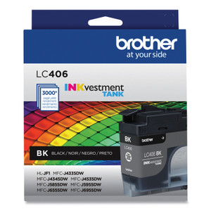 Brother LC406BKS INKvestment Ink, 3,000 Page-Yield, Black View Product Image