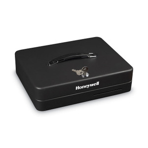 Honeywell Deluxe Cash Security Box, 11.8 x 9.4 x 3.7, Steel, Black (HWL6113) View Product Image