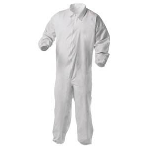 KleenGuard A35 Liquid and Particle Protection Coveralls, Zipper Front, Elastic Wrists and Ankles, X-Large, White, 25/Carton (KCC38929) View Product Image