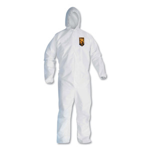 KleenGuard A20 Elastic Back, Cuff and Ankles Hooded Coveralls, 4X-Large, White, 20/Carton (KCC49117) View Product Image