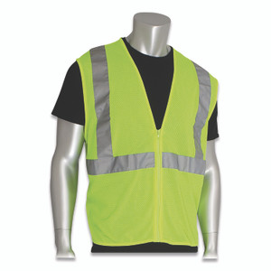 PIP Zipper Safety Vest, Large, Hi-Viz Lime Yellow View Product Image