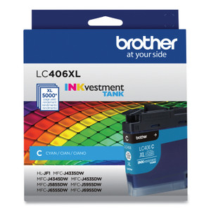 Brother LC406XLCS INKvestment High-Yield Ink, 5,000 Page-Yield, Cyan (BRTLC406XLCS) View Product Image