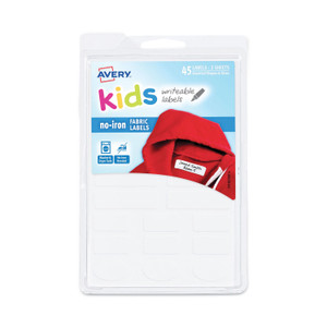 Avery Kids No-Iron Fabric Labels, 6 x 4, White, 15 Labels/Sheet, 3 Sheets/Pack (AVE40700) View Product Image