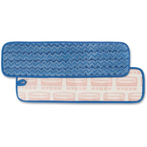Rubbermaid Commercial Hygen 18" Microfiber Wet Pad - 5.2" Width x 18" Length - Durable - MicroFiber - Blue - (RCPQ410BLCT) Product Image 