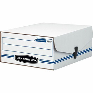 Bankers Box Liberty Binder-Pak Storage Box - Internal Dimensions: 9.13" Width x 11.38" Depth x 4.38" Height - External Dimensions: 9.8" Width x 11.9" Depth x 4.8" Height - Ring Lock Closure - Corrugated Paper - White, Blue Product Image 