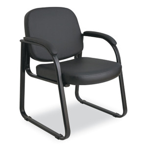 Alera Genaro Series Faux Leather Half-Back Sled Base Guest Chair, 25" x 24.80" x 33.66", Black Seat, Black Back, Black Base (ALERL43C16) View Product Image