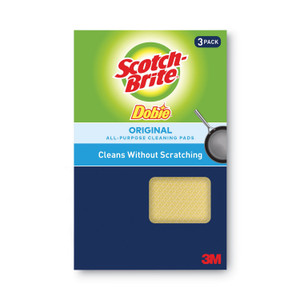 Scotch-Brite Dobie All-Purpose Cleaning Pad, 4.3 x 2.6, 0.5" Thick, Yellow, 3/Pack (MMM7232F) View Product Image