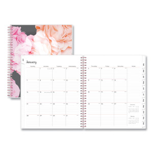 Blue Sky Joselyn Monthly Wirebound Planner, Joselyn Floral Artwork, 10 x 8, Pink/Peach/Black Cover, 12-Month (Jan to Dec): 2024 View Product Image