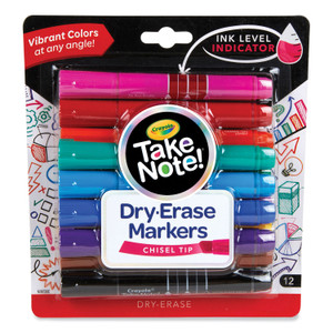 Crayola Take Note Dry-Erase Markers, Broad, Chisel Tip, Assorted, 12/Pack View Product Image