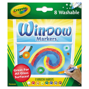 Crayola Washable Window FX Marker, Broad Bullet Tip, Assorted Colors, 8/Pack (CYO588165) View Product Image
