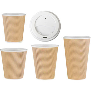 Genuine Joe Hot Cups, Rippled, 16 oz, 125/BD, Brown (GJO11257BD) View Product Image